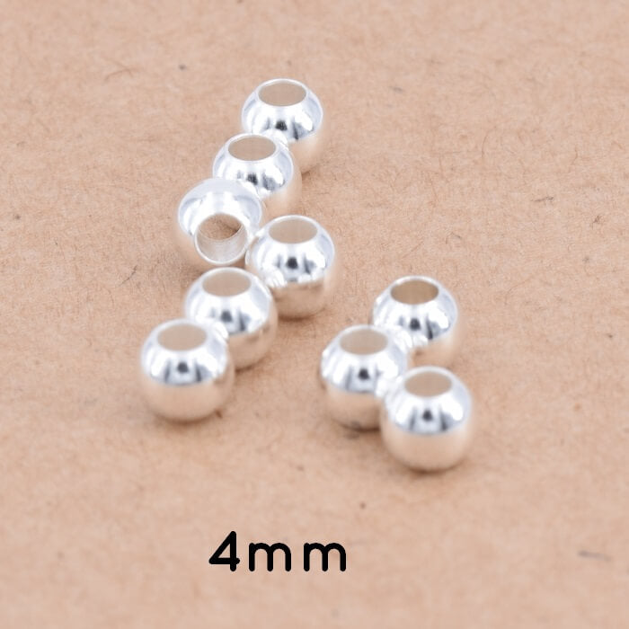 Round Beads Stainless Steel Silver - 4x3mm - Hole: 1.8mm (10)