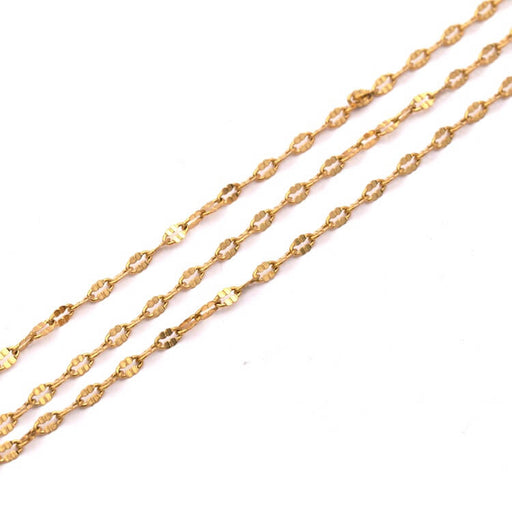 Thin Golden Steel Chain Oval Flattened Ribbed 4.5x2mm (50cm)