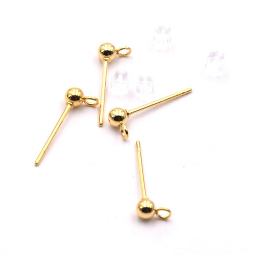 Buy Stud Earrings Ball Golden Steel 15x5x3mm and Ring and stopper (4)