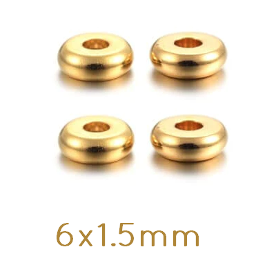 Buy Heishi Beads Stanless Steel Golden 6x1.5mm Hole: 2mm (10)