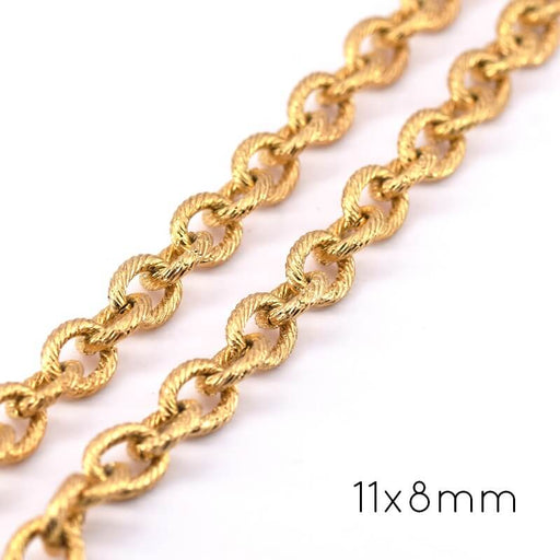 Buy Chain Ribbed Oval Mesh Gold Stainless Steel 11x8mm (50cm)