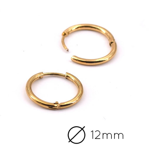Buy Stainless Steel GOLD earring Huggie Hoop - 15.5x1.6mm (2) Int Diam : 12mm