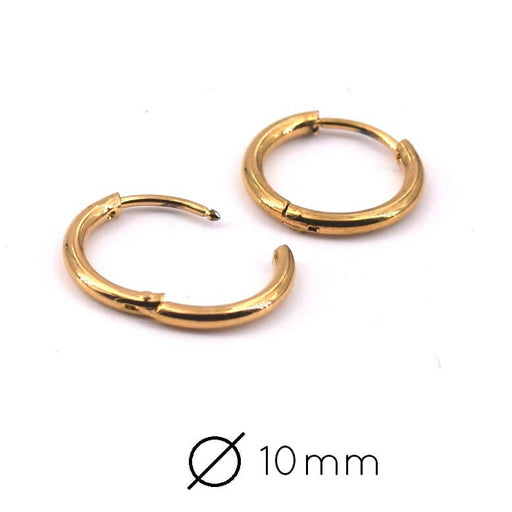 Buy Stainless Steel GOLD earring Huggie Hoop - 13x1.6mm (2) Int Diam : 10mm