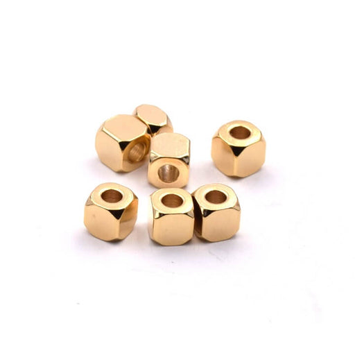 Cube Beads Stainless Steel Gold 4x4x4mm (5)
