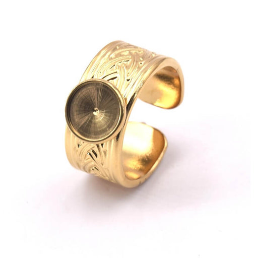 Buy Ring For Cabochon 8mm Golden Stainless Steel - adjustable (1)