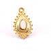 Drop Pendant Steel Gold and White Jade Cabochon 19x14mm (1)