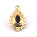 Drop Pendant Steel Gold and Black Stone Cabochon 19x14mm (1)