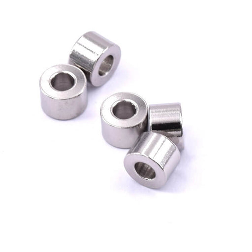 Buy Cylinder tube bead stainless steel 6x4mm - Hole: 2.5mm (5)