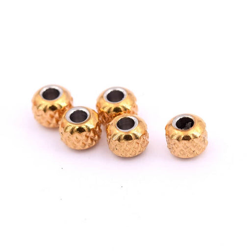 Buy Rondelle bead gold steel diamond cut - 4x3.5mm - Hole: 1.6mm (8)