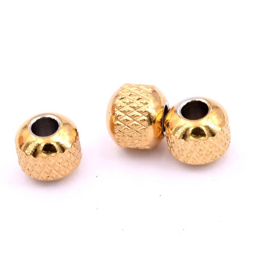 Buy Rondelle bead gold steel diamond cut - 6x5.5mm - Hole: 2mm (6)