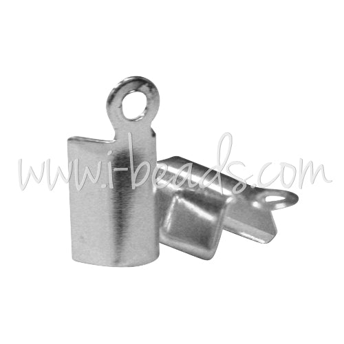 Buy Cord ends fold over metal silver finish 3x7mm (10)