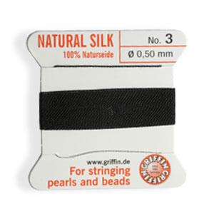 Buy Bead cord natural silk black 0.50mm (1)