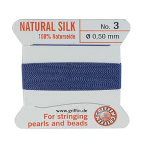 Buy Bead cord natural silk blue 0.50mm (1)