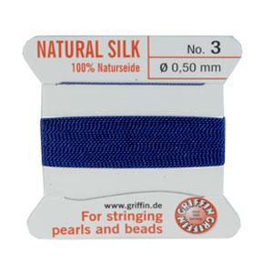 Buy Bead cord natural silk dark blue 0.50mm (1)