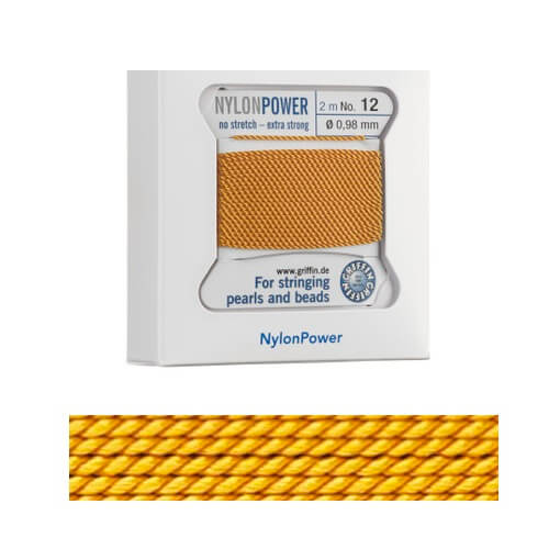 Nylon Thread 0.98mm Dark Yellow per 2m with needle (1)