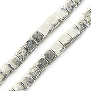 Flat square bead metal silver plated strand 3x5mm (1)