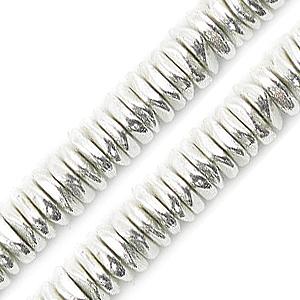 Chips bead metal silver plated strand 6x2mm (1)