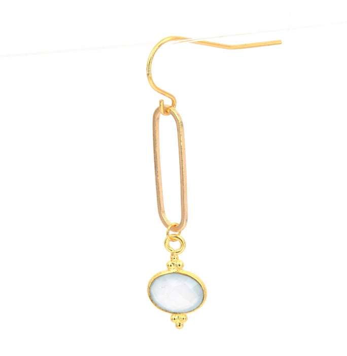 Oval pendant chalcedony - Silver 925 8x6mm gold-plated (1)