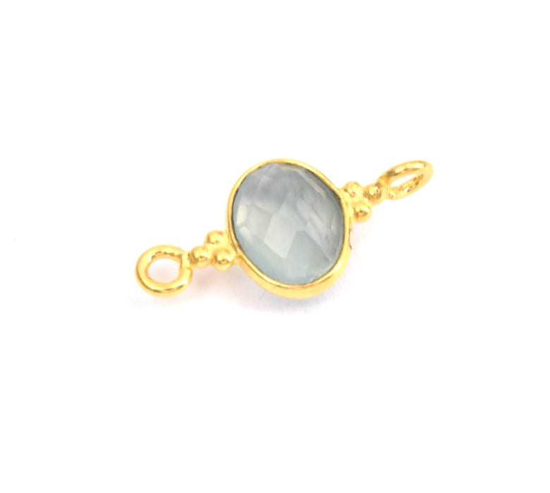 Connector Oval Chalcedony- 925 Gold Plated 8x6mm (1)