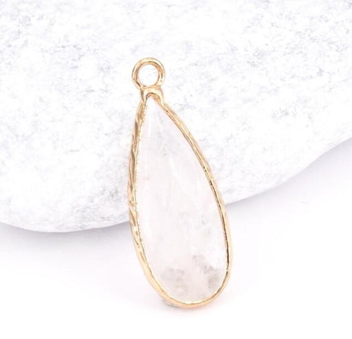 Buy Quartz Drop pendant -Brass Plated Drop 30x16mm (1)