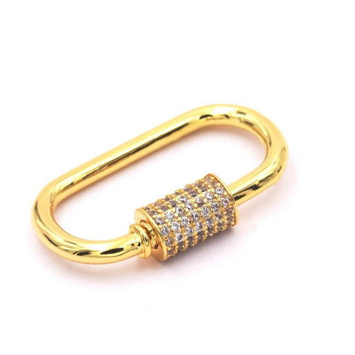 Buy Screw clasp jewel pendant link with zirconium colour gold 27x15x2mm (1)