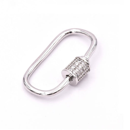 Buy Screw clasp jewel pendant link with zirconium colour rhodium 25x15x2mm (1)