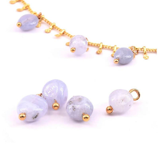 Buy Charms Beads Nugget Agate light Blue 5-10mm - Gold Plated Quality (4)