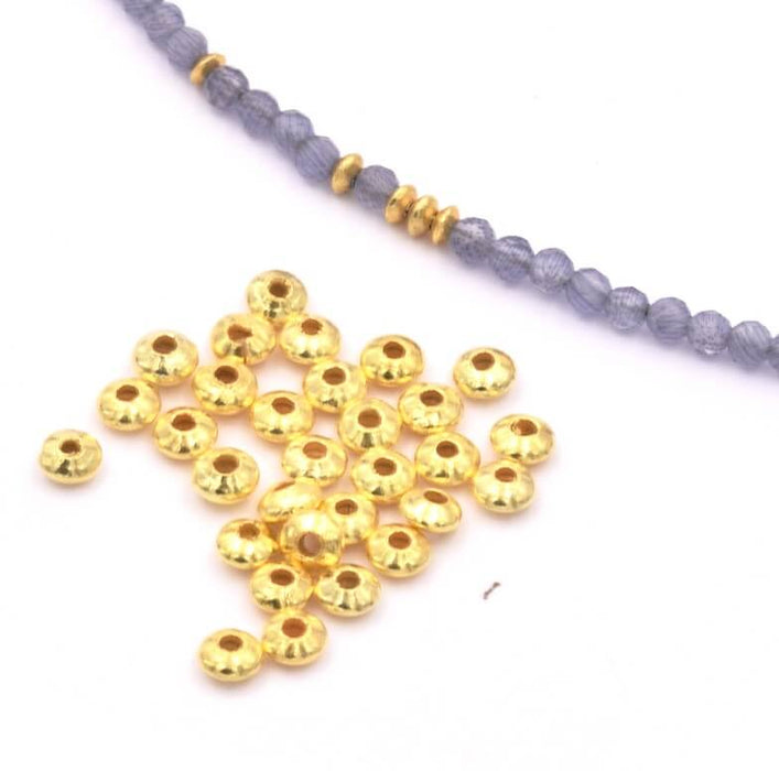 Tiny Bicones Separator Beads 925 Sterling Silver Gold Plated 2x1,5mm (30)