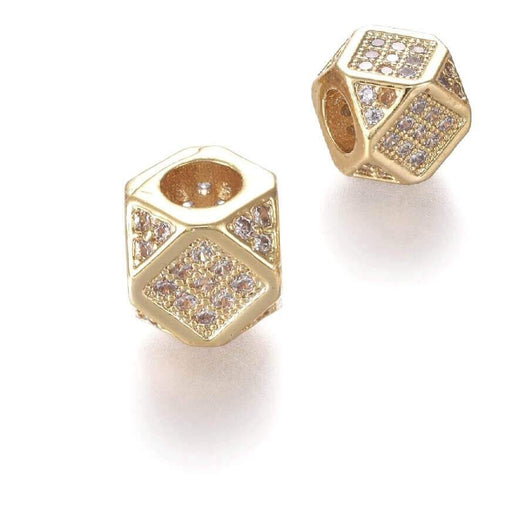Buy Bead Faceted Polygon with Zircons gold Plated Quality 6.5mm (1)