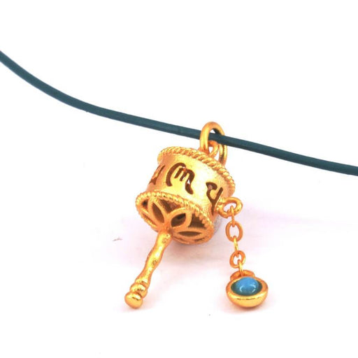 Buy Pendant Tibetan Prayer Wheel Matt Golden Brass - 24x9mm (1)