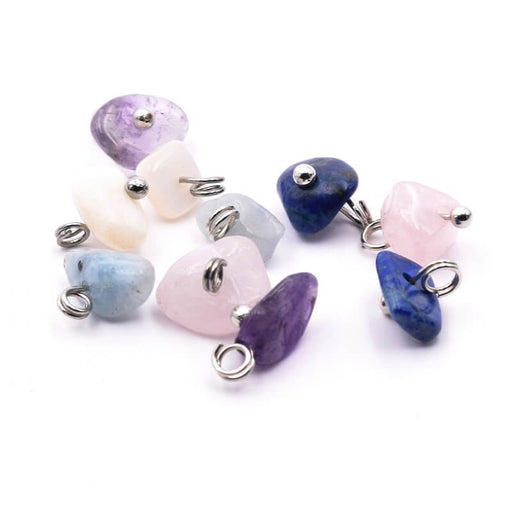 Buy Beads Charms Mix Gemstones Chips 4-10mm With rhodium Brass Ring (10)