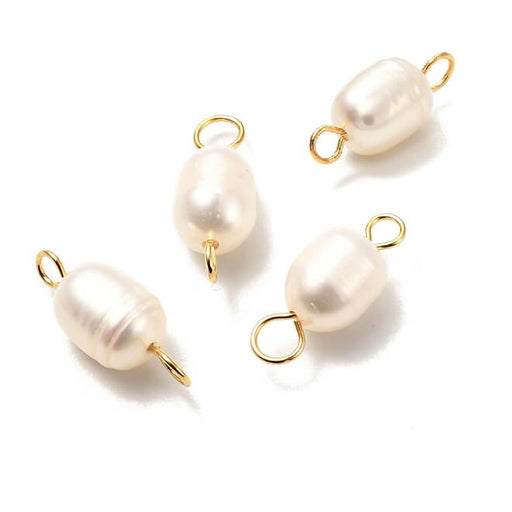 Buy Freshwater Pearl Baroque Connectors - 8-9x6mm with Gold Steel Wire (4)