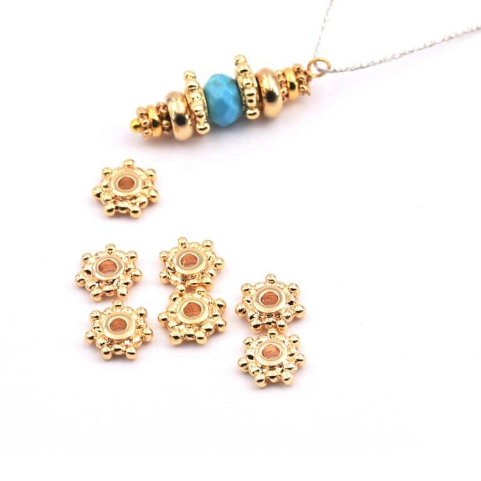 Heishi Rondelle Beads Flower Golden plated Quality 8mm (6)