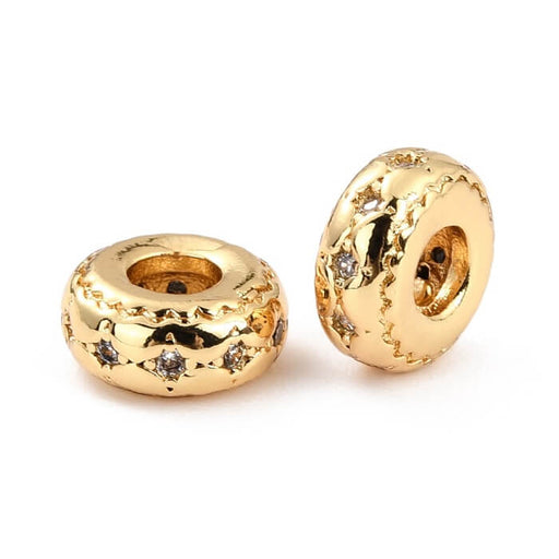 Buy Heishi Rondelle Bead with Zircon - Brass Golden Quality 5.5x2.5mm Hole: 2mm (1)