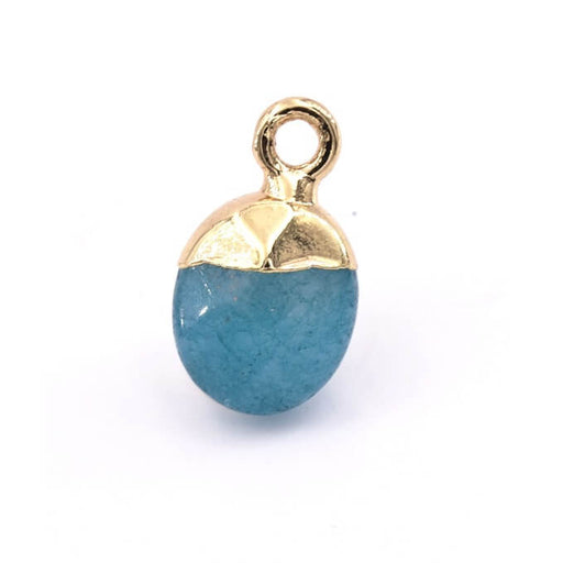 Buy Small Pendant Green Blue Dyed Jade with Golden Metal Hook -10mm (1)