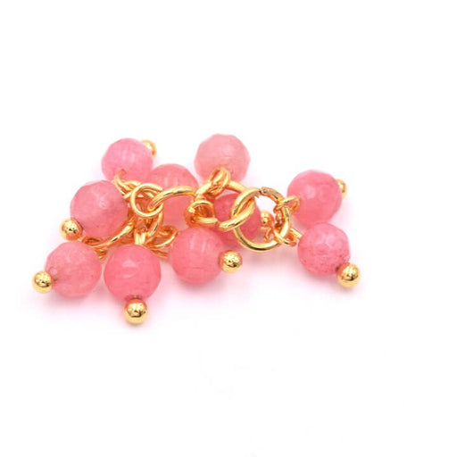 Charms Gemstone Rose Tinted Jade Bead Charms 4.5mm + Fine Gold-plated Stud (10)