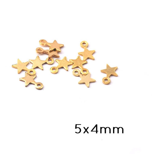 Buy Tiny Charm Star Shape Golden Brass Quality 5x4mm (10)