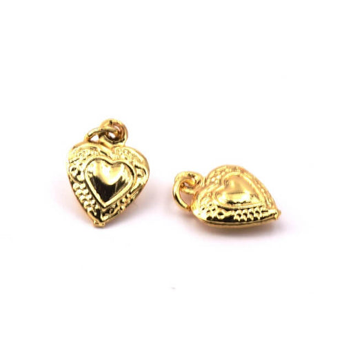 Buy Pendant Heart Retro Style Gold Brass with Ring 12x9mm (1)