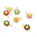 Daisy Flower Charm Pendant Mix Enamel Golden Brass 7mm (7)