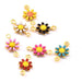 Daisy Flower Charm Connector Mix Enamel Golden Brass 7mm (7)