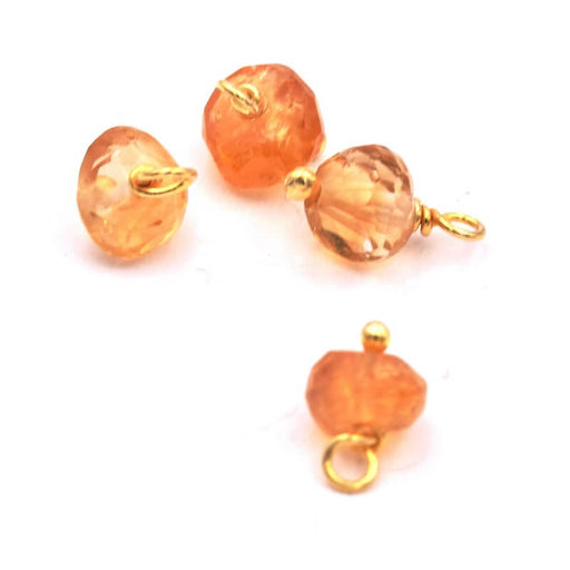 Charm Pendants beads Citrine - Sterling Silver Gilded Fine Gold 4x3mm (4)