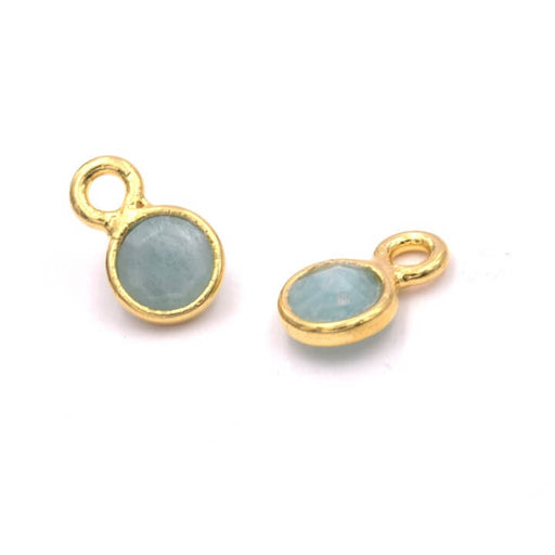 Buy Tiny Pendants Amazonite Set in Sterling Silver Gilded thin Gold 5mm (2)