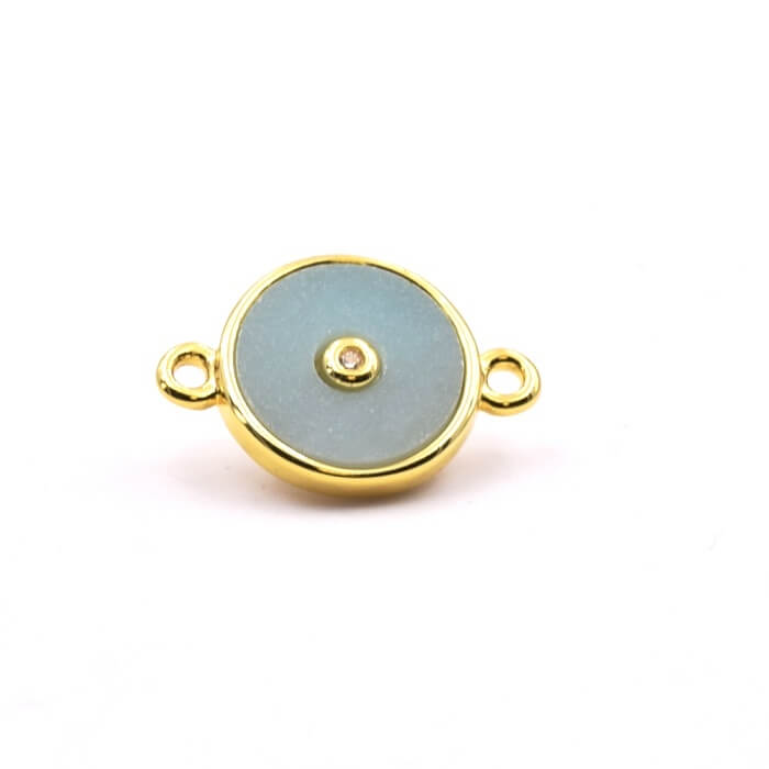 Connector in Amazonite and Zircon Golden Brass Quality 12mm (1)
