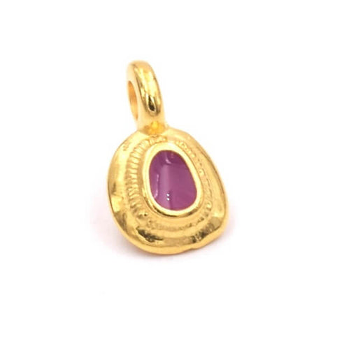 Drop Pendant Golden Fine Gold Quality Rose Enamel 7x6.5mm (1)