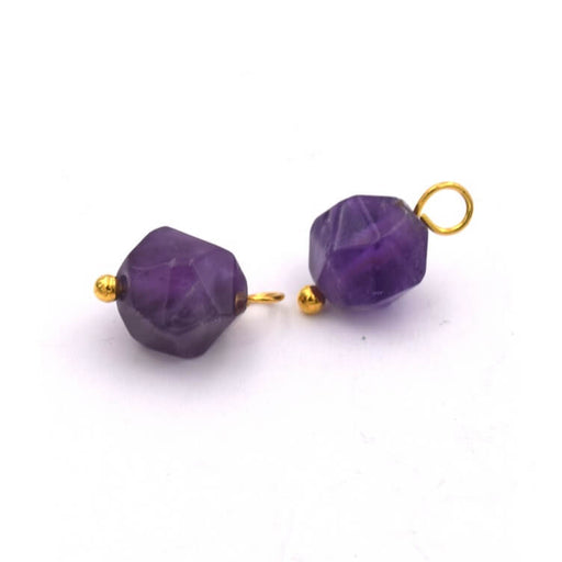 Buy Charms Polygon Amethyst Bead 8x9mm - Golden pin (2)