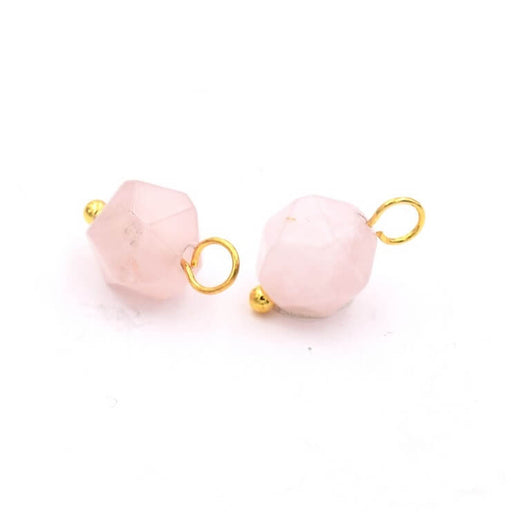 Charms Polygon Rose Quartz 8x9mm - Golden pin (2)