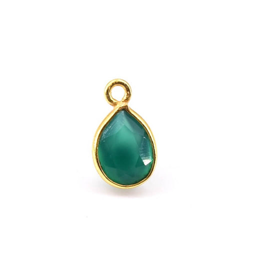 Buy Pendant Drop Green Onyx Set in 925 Silver -Gold-plated 9x7mm (1)