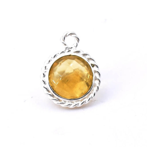 Buy Round Pendant Faceted Yellow Tourmaline set Sterling Silver - 11mm (1)