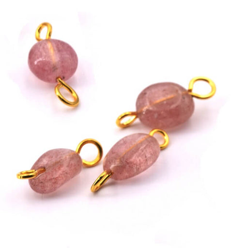 Buy Bead Connectors Strawberry Quartz with Golden brass - 11-8mm (4)