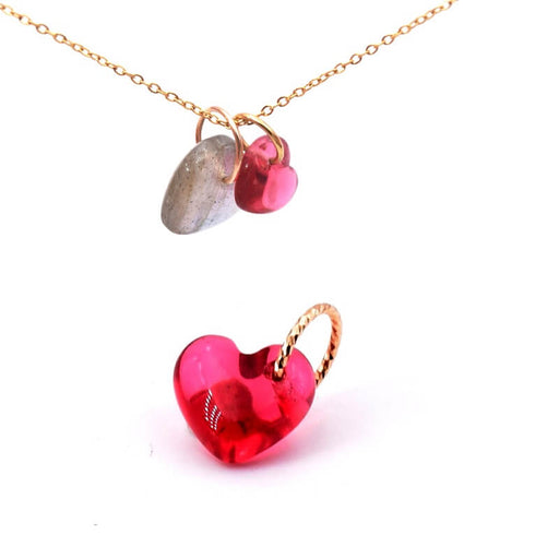 Heart Pendant 8mm Pink Tourmaline with Gold Filled Ring (1)